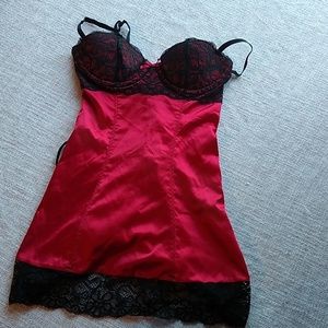 Red and black satin slip